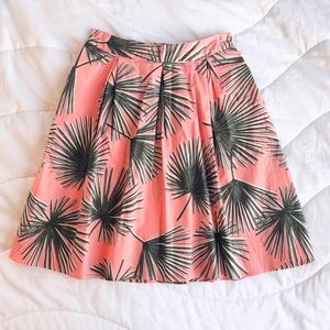 Like New Poplin A-Line Palm Leaf Skirt, XS